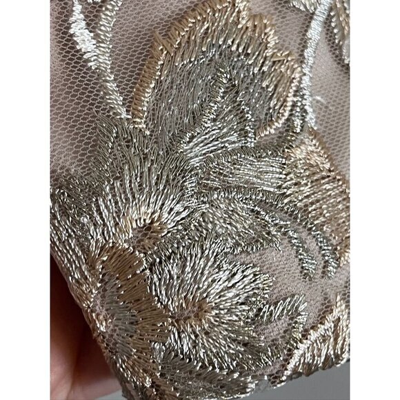 Alex Evening Top Women S Tan Floral Tank Embroidery Boho Western Y2K 80s Retro - Picture 4 of 9